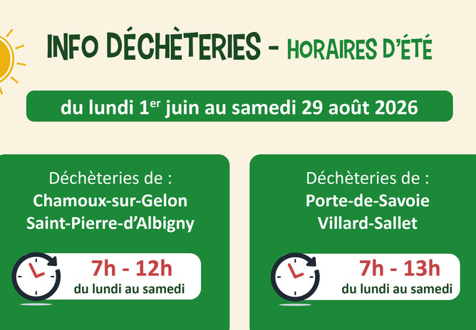 Horaires d'été déchèteries